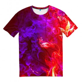 Мужская футболка 3D с принтом Огненная стихия в Петрозаводске, 100% полиэфир | прямой крой, круглый вырез горловины, длина до линии бедер | дым | пламя | цветок | яркий