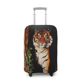 Чехол для чемодана 3D с принтом Тигр в Петрозаводске, 86% полиэфир, 14% спандекс | двустороннее нанесение принта, прорези для ручек и колес | Тематика изображения на принте: дикая кошка | лес | природа | тигр | хищник