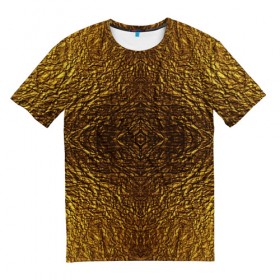 Мужская футболка 3D с принтом Gold Texture в Петрозаводске, 100% полиэфир | прямой крой, круглый вырез горловины, длина до линии бедер | 