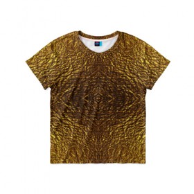 Детская футболка 3D с принтом Gold Texture в Петрозаводске, 100% гипоаллергенный полиэфир | прямой крой, круглый вырез горловины, длина до линии бедер, чуть спущенное плечо, ткань немного тянется | 