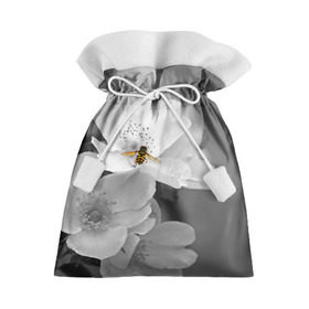 Подарочный 3D мешок с принтом Пчела на цветах в Петрозаводске, 100% полиэстер | Размер: 29*39 см | Тематика изображения на принте: лепестки | цветы