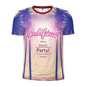 Мужская футболка 3D спортивная с принтом Калифорния в Петрозаводске, 100% полиэстер с улучшенными характеристиками | приталенный силуэт, круглая горловина, широкие плечи, сужается к линии бедра | sea | гавайи | жара | калифорния | лето | любовь | море | океан | отдых | пальмы | пляж | солнце