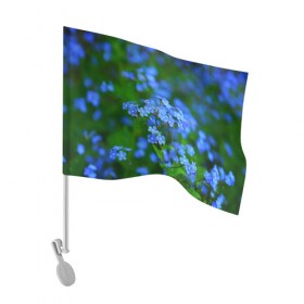 Флаг для автомобиля с принтом Синие цветы в Петрозаводске, 100% полиэстер | Размер: 30*21 см | лепестки | прикольные картинки | цветочки | цветы