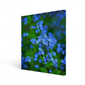 Холст квадратный с принтом Синие цветы в Петрозаводске, 100% ПВХ |  | лепестки | прикольные картинки | цветочки | цветы