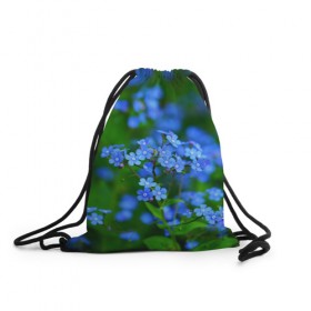 Рюкзак-мешок 3D с принтом Синие цветы в Петрозаводске, 100% полиэстер | плотность ткани — 200 г/м2, размер — 35 х 45 см; лямки — толстые шнурки, застежка на шнуровке, без карманов и подкладки | лепестки | прикольные картинки | цветочки | цветы