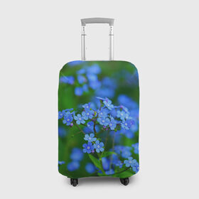 Чехол для чемодана 3D с принтом Синие цветы в Петрозаводске, 86% полиэфир, 14% спандекс | двустороннее нанесение принта, прорези для ручек и колес | лепестки | прикольные картинки | цветочки | цветы