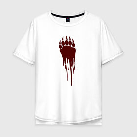 Мужская футболка хлопок Oversize с принтом Bear blood trail в Петрозаводске, 100% хлопок | свободный крой, круглый ворот, “спинка” длиннее передней части | 