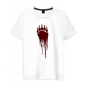 Мужская футболка хлопок с принтом Bear blood trail в Петрозаводске, 100% хлопок | прямой крой, круглый вырез горловины, длина до линии бедер, слегка спущенное плечо. | 