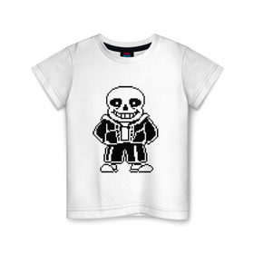 Детская футболка хлопок с принтом Sans Undertale в Петрозаводске, 100% хлопок | круглый вырез горловины, полуприлегающий силуэт, длина до линии бедер | black white | good jokes | sans | undertale