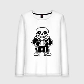 Женский лонгслив хлопок с принтом Sans Undertale в Петрозаводске, 100% хлопок |  | black white | good jokes | sans | undertale