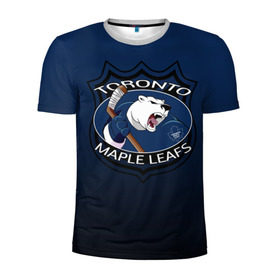 Мужская футболка 3D спортивная с принтом Toronto Maple Leafs в Петрозаводске, 100% полиэстер с улучшенными характеристиками | приталенный силуэт, круглая горловина, широкие плечи, сужается к линии бедра | Тематика изображения на принте: nhl | toronto maple leafs | спорт | хоккей