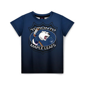 Детская футболка 3D с принтом Toronto Maple Leafs в Петрозаводске, 100% гипоаллергенный полиэфир | прямой крой, круглый вырез горловины, длина до линии бедер, чуть спущенное плечо, ткань немного тянется | Тематика изображения на принте: nhl | toronto maple leafs | спорт | хоккей