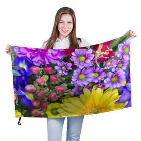 Флаг 3D с принтом Роскошные цветы в Петрозаводске, 100% полиэстер | плотность ткани — 95 г/м2, размер — 67 х 109 см. Принт наносится с одной стороны | аромат | астры | букет | вазон | великолепие | гвоздики | гиацинт | гортензия | калла | краски | красота | куст | лилия | орхидея | пион | подсолнух | полевые цветы | природа | растения | розы | ромашки