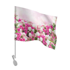 Флаг для автомобиля с принтом Нежные розы в Петрозаводске, 100% полиэстер | Размер: 30*21 см | аромат | букет | вазон | великолепие | краски | красота | куст | нежность | природа | растения | розы | украшение | фауна | цветник | цветы