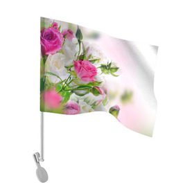 Флаг для автомобиля с принтом Алые розы в Петрозаводске, 100% полиэстер | Размер: 30*21 см | аромат | букет | вазон | великолепие | краски | красота | куст | нежность | природа | растения | розы | украшение | фауна | цветник | цветы