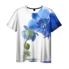 Мужская футболка 3D с принтом Веточка орхидеи в Петрозаводске, 100% полиэфир | прямой крой, круглый вырез горловины, длина до линии бедер | ветка | красота | нежность | орхидея | природа | растение | фауна | цветок | цветы