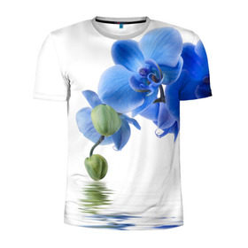 Мужская футболка 3D спортивная с принтом Веточка орхидеи в Петрозаводске, 100% полиэстер с улучшенными характеристиками | приталенный силуэт, круглая горловина, широкие плечи, сужается к линии бедра | Тематика изображения на принте: ветка | красота | нежность | орхидея | природа | растение | фауна | цветок | цветы