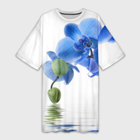 Платье-футболка 3D с принтом Веточка орхидеи в Петрозаводске,  |  | ветка | красота | нежность | орхидея | природа | растение | фауна | цветок | цветы