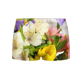 Мужские трусы 3D с принтом Красивый букет в Петрозаводске, 50% хлопок, 50% полиэстер | классическая посадка, на поясе мягкая тканевая резинка | аромат | астры | букет | вазон | великолепие | гвоздики | гиацинт | гортензия | калла | краски | красота | куст | лилия | орхидея | пион | подсолнух | полевые цветы | природа | растения | розы | ромашки