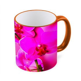 Кружка 3D с принтом Орхидея в Петрозаводске, керамика | ёмкость 330 мл | Тематика изображения на принте: лепесток | новая | орхидея | природа | цветок | яркая