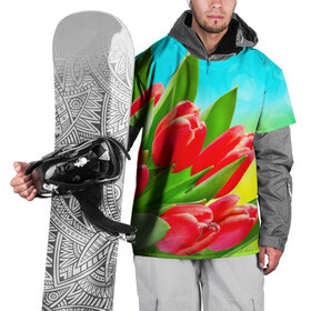 Накидка на куртку 3D с принтом Тюльпаны в Петрозаводске, 100% полиэстер |  | Тематика изображения на принте: краснык | природа | тюльпан | цветок