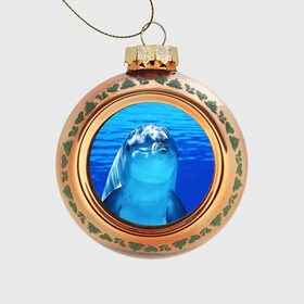 Стеклянный ёлочный шар с принтом Дельфин в Петрозаводске, Стекло | Диаметр: 80 мм | вода | дельфин | море | отдых | отпуск | подводный мир | туризм
