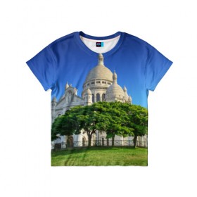 Детская футболка 3D с принтом Париж в Петрозаводске, 100% гипоаллергенный полиэфир | прямой крой, круглый вырез горловины, длина до линии бедер, чуть спущенное плечо, ткань немного тянется | Тематика изображения на принте: paris | париж | франция