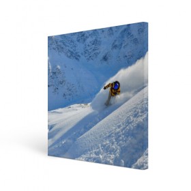 Холст квадратный с принтом Спуск в Петрозаводске, 100% ПВХ |  | Тематика изображения на принте: гора | зима | лыжник | снег | спорт | спуск