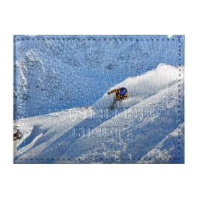 Обложка для студенческого билета с принтом Спуск в Петрозаводске, натуральная кожа | Размер: 11*8 см; Печать на всей внешней стороне | гора | зима | лыжник | снег | спорт | спуск