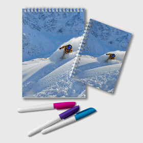 Блокнот с принтом Спуск в Петрозаводске, 100% бумага | 48 листов, плотность листов — 60 г/м2, плотность картонной обложки — 250 г/м2. Листы скреплены удобной пружинной спиралью. Цвет линий — светло-серый
 | гора | зима | лыжник | снег | спорт | спуск