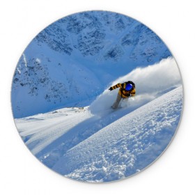 Коврик круглый с принтом Спуск в Петрозаводске, резина и полиэстер | круглая форма, изображение наносится на всю лицевую часть | гора | зима | лыжник | снег | спорт | спуск