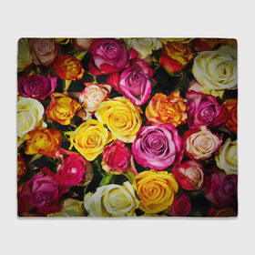 Плед 3D с принтом Букет роз в Петрозаводске, 100% полиэстер | закругленные углы, все края обработаны. Ткань не мнется и не растягивается | Тематика изображения на принте: жёлтый | красный | лепестки | прикольные картинки | розы | цветочки | цветы