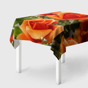 Скатерть 3D с принтом Розы в Петрозаводске, 100% полиэстер (ткань не мнется и не растягивается) | Размер: 150*150 см | бабочки | весна | краски | лето | осень | розы | цветок | цветы