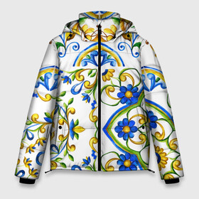 Мужская зимняя куртка 3D с принтом Майолика в Петрозаводске, верх — 100% полиэстер; подкладка — 100% полиэстер; утеплитель — 100% полиэстер | длина ниже бедра, свободный силуэт Оверсайз. Есть воротник-стойка, отстегивающийся капюшон и ветрозащитная планка. 

Боковые карманы с листочкой на кнопках и внутренний карман на молнии. | dg | dolce | dolce  gabana | dolce  gabbana | dolce gabbana | maiolica | majolica | trend | барселона | дольче | дольче габана | дольче габбана | керамика | майолика | мода | модный принт | мозаика | мозайка | плитка | роспись | тренд