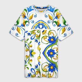 Платье-футболка 3D с принтом Майолика в Петрозаводске,  |  | dg | dolce | dolce  gabana | dolce  gabbana | dolce gabbana | maiolica | majolica | trend | барселона | дольче | дольче габана | дольче габбана | керамика | майолика | мода | модный принт | мозаика | мозайка | плитка | роспись | тренд