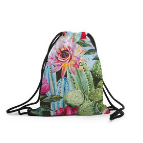 Рюкзак-мешок 3D с принтом Зелень в Петрозаводске, 100% полиэстер | плотность ткани — 200 г/м2, размер — 35 х 45 см; лямки — толстые шнурки, застежка на шнуровке, без карманов и подкладки | кактусы | лилия | тропики | цветы