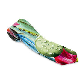 Галстук 3D с принтом Зелень в Петрозаводске, 100% полиэстер | Длина 148 см; Плотность 150-180 г/м2 | кактусы | лилия | тропики | цветы