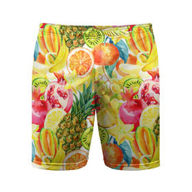 Мужские шорты 3D спортивные с принтом Веселые фрукты 1 в Петрозаводске,  |  | апельсин | арбуз | банан | виноград | груша | киви | овощи | питание | ппп | правильное | тайланд | фрукт | яблоко