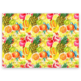Поздравительная открытка с принтом Веселые фрукты 1 в Петрозаводске, 100% бумага | плотность бумаги 280 г/м2, матовая, на обратной стороне линовка и место для марки
 | апельсин | арбуз | банан | виноград | груша | киви | овощи | питание | ппп | правильное | тайланд | фрукт | яблоко