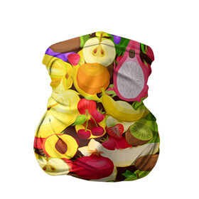 Бандана-труба 3D с принтом Веселые фрукты в Петрозаводске, 100% полиэстер, ткань с особыми свойствами — Activecool | плотность 150‒180 г/м2; хорошо тянется, но сохраняет форму | Тематика изображения на принте: апельсин | арбуз | банан | виноград | груша | киви | овощи | питание | ппп | правильное | тайланд | фрукт | яблоко