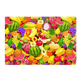 Магнитный плакат 3Х2 с принтом Веселые фрукты в Петрозаводске, Полимерный материал с магнитным слоем | 6 деталей размером 9*9 см | апельсин | арбуз | банан | виноград | груша | киви | овощи | питание | ппп | правильное | тайланд | фрукт | яблоко