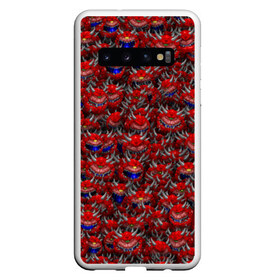 Чехол для Samsung Galaxy S10 с принтом Какодемоны (pixel-art) в Петрозаводске, Силикон | Область печати: задняя сторона чехла, без боковых панелей | Тематика изображения на принте: doom | демон | дум