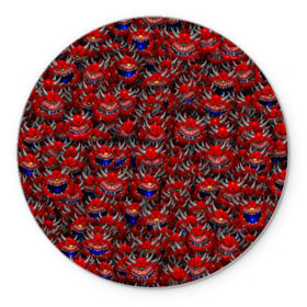 Коврик круглый с принтом Какодемоны (pixel-art) в Петрозаводске, резина и полиэстер | круглая форма, изображение наносится на всю лицевую часть | doom | демон | дум