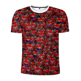 Мужская футболка 3D спортивная с принтом Какодемоны (pixel-art) в Петрозаводске, 100% полиэстер с улучшенными характеристиками | приталенный силуэт, круглая горловина, широкие плечи, сужается к линии бедра | Тематика изображения на принте: doom | демон | дум