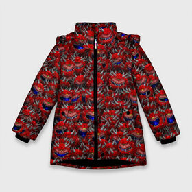 Зимняя куртка для девочек 3D с принтом Какодемоны (pixel-art) в Петрозаводске, ткань верха — 100% полиэстер; подклад — 100% полиэстер, утеплитель — 100% полиэстер. | длина ниже бедра, удлиненная спинка, воротник стойка и отстегивающийся капюшон. Есть боковые карманы с листочкой на кнопках, утяжки по низу изделия и внутренний карман на молнии. 

Предусмотрены светоотражающий принт на спинке, радужный светоотражающий элемент на пуллере молнии и на резинке для утяжки. | doom | демон | дум