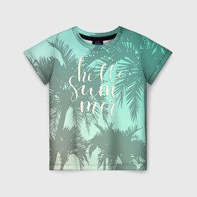 Детская футболка 3D с принтом HAWAII 8 в Петрозаводске, 100% гипоаллергенный полиэфир | прямой крой, круглый вырез горловины, длина до линии бедер, чуть спущенное плечо, ткань немного тянется | Тематика изображения на принте: hawaii | гаваи | лето | океан | отдых | пальмы | пляж | серф