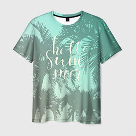 Мужская футболка 3D с принтом HAWAII 8 в Петрозаводске, 100% полиэфир | прямой крой, круглый вырез горловины, длина до линии бедер | Тематика изображения на принте: hawaii | гаваи | лето | океан | отдых | пальмы | пляж | серф