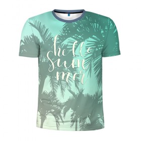 Мужская футболка 3D спортивная с принтом HAWAII 8 в Петрозаводске, 100% полиэстер с улучшенными характеристиками | приталенный силуэт, круглая горловина, широкие плечи, сужается к линии бедра | Тематика изображения на принте: hawaii | гаваи | лето | океан | отдых | пальмы | пляж | серф