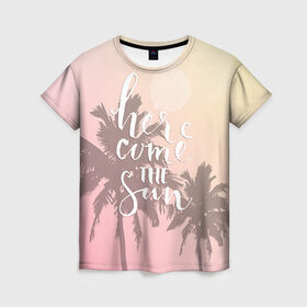 Женская футболка 3D с принтом HAWAII 7 в Петрозаводске, 100% полиэфир ( синтетическое хлопкоподобное полотно) | прямой крой, круглый вырез горловины, длина до линии бедер | hawaii | гаваи | лето | океан | отдых | пальмы | пляж | серф