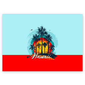 Поздравительная открытка с принтом HAWAII 6 в Петрозаводске, 100% бумага | плотность бумаги 280 г/м2, матовая, на обратной стороне линовка и место для марки
 | hawaii | гаваи | лето | океан | отдых | пальмы | пляж | серф